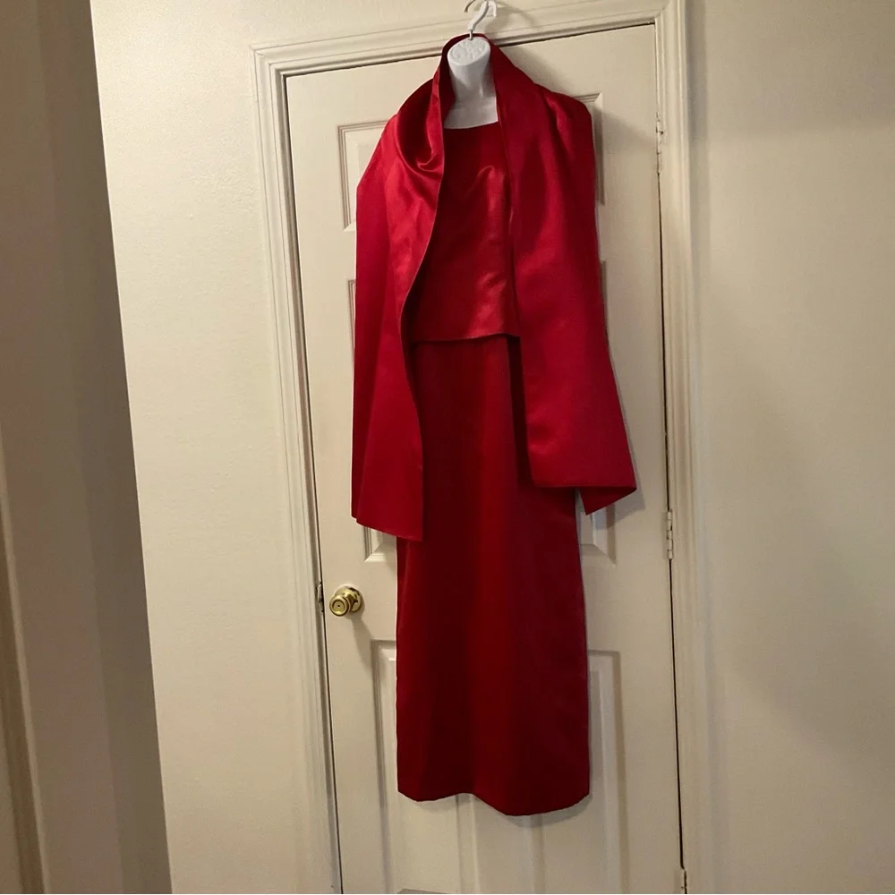 Michaelangelo Red Satin Gown - Picture 1 of 16